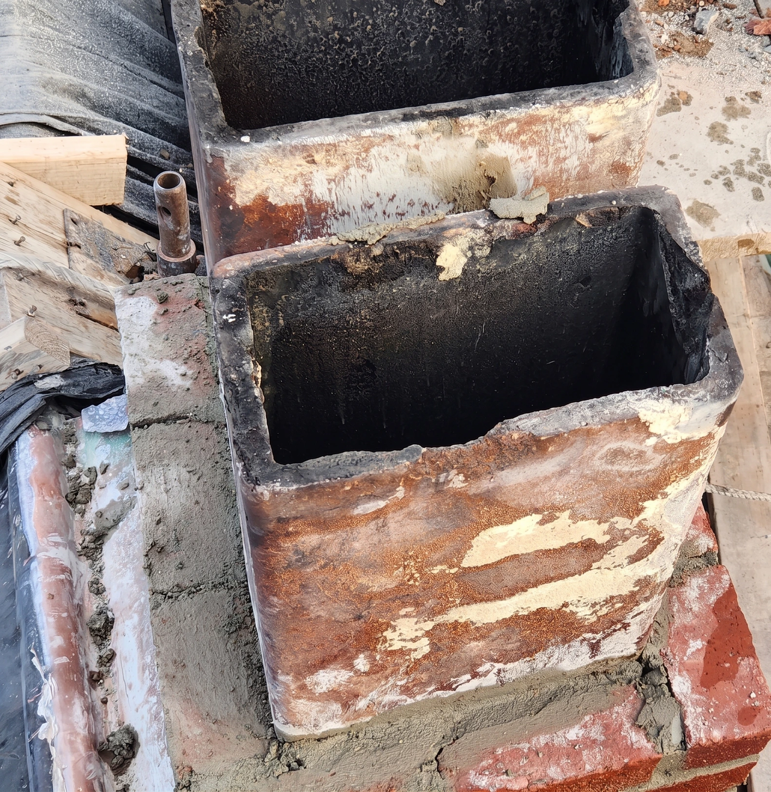 Masonry construction example showing mortar and stone masonry repairs
