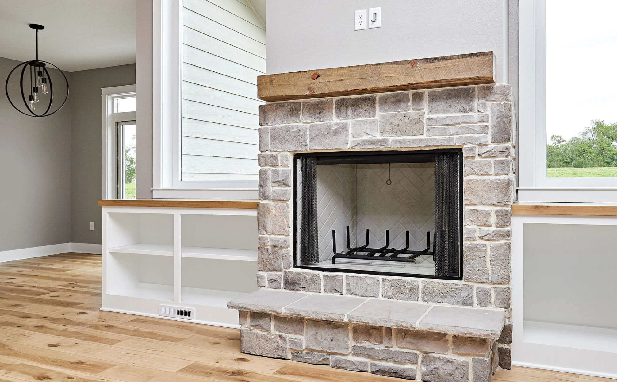 Stone fireplace example