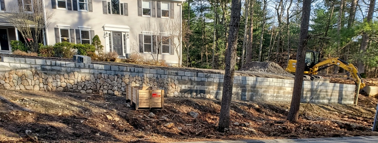 Retaining wall masonry project in Massachusetts