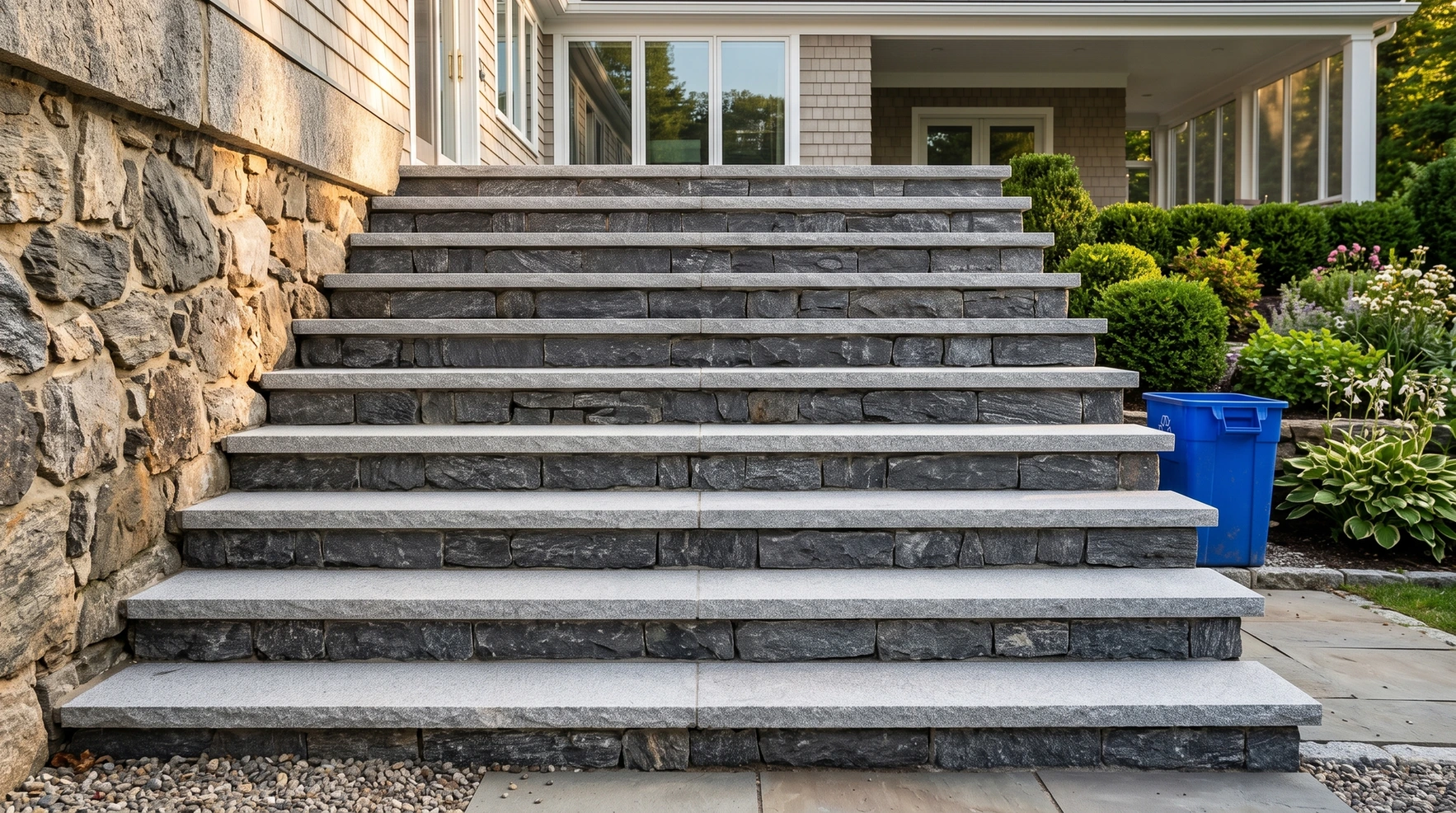 Stone steps installation