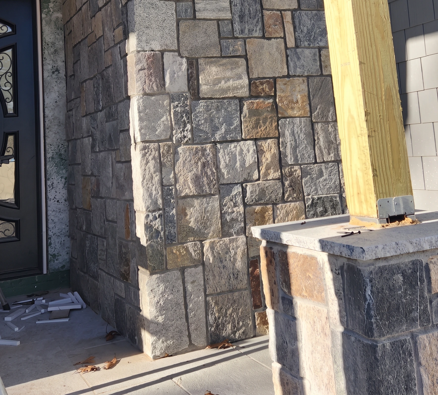 Stone and fire feature masonry work for a Lynn property