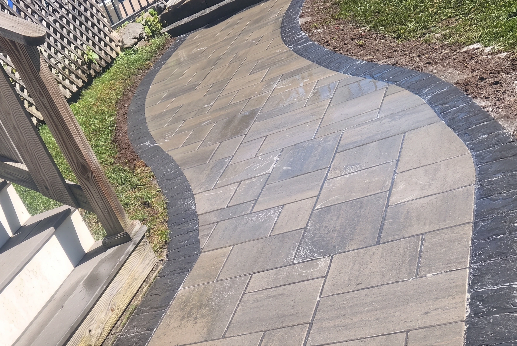 Stone walkway installation