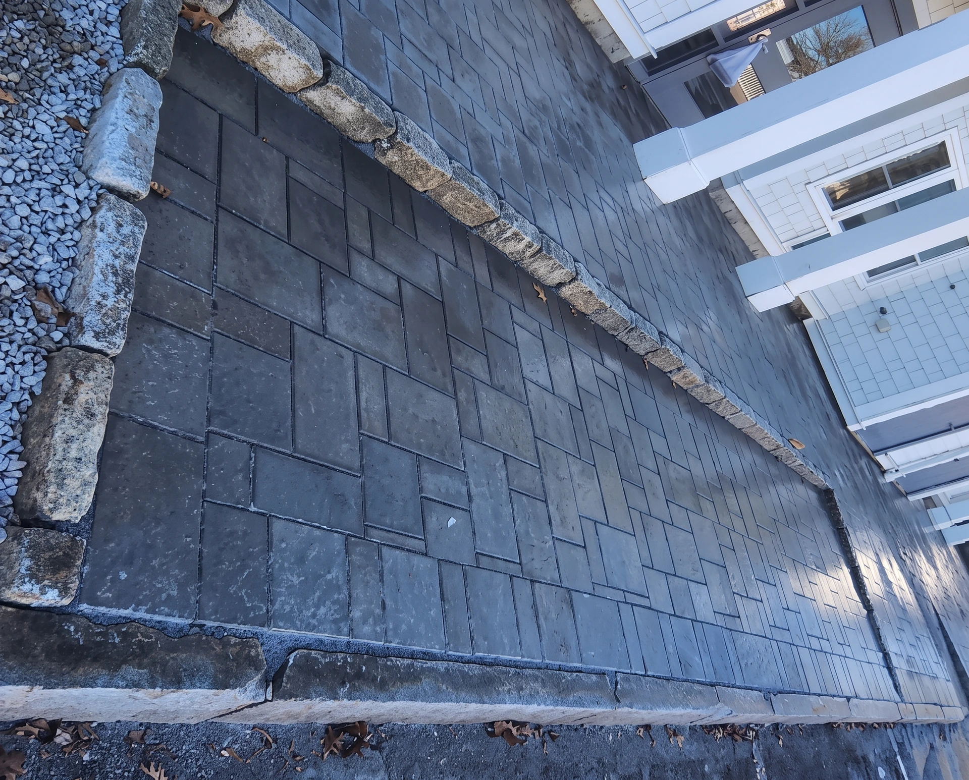 Stone walkway installation