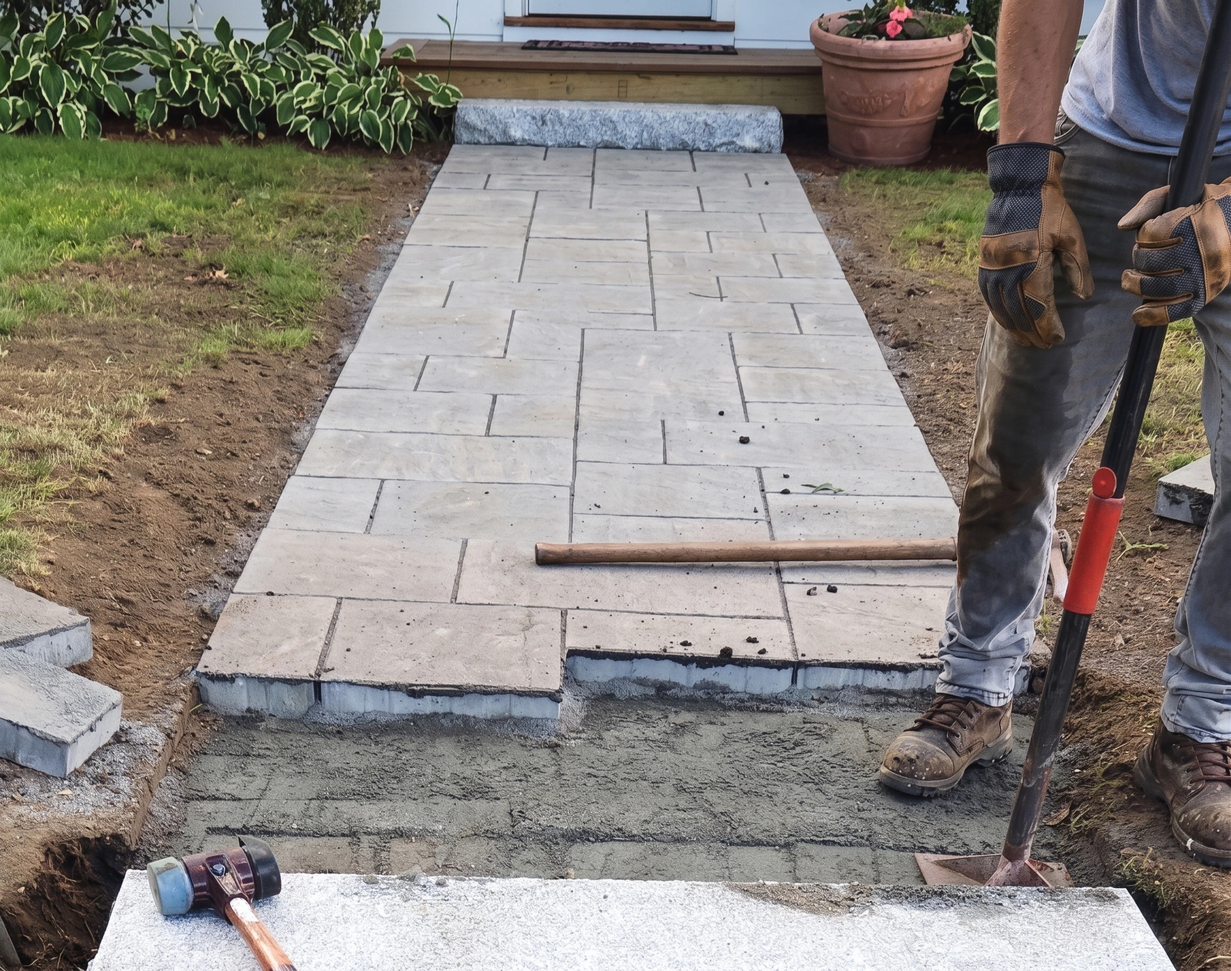Masonry walkway and pedestrian route